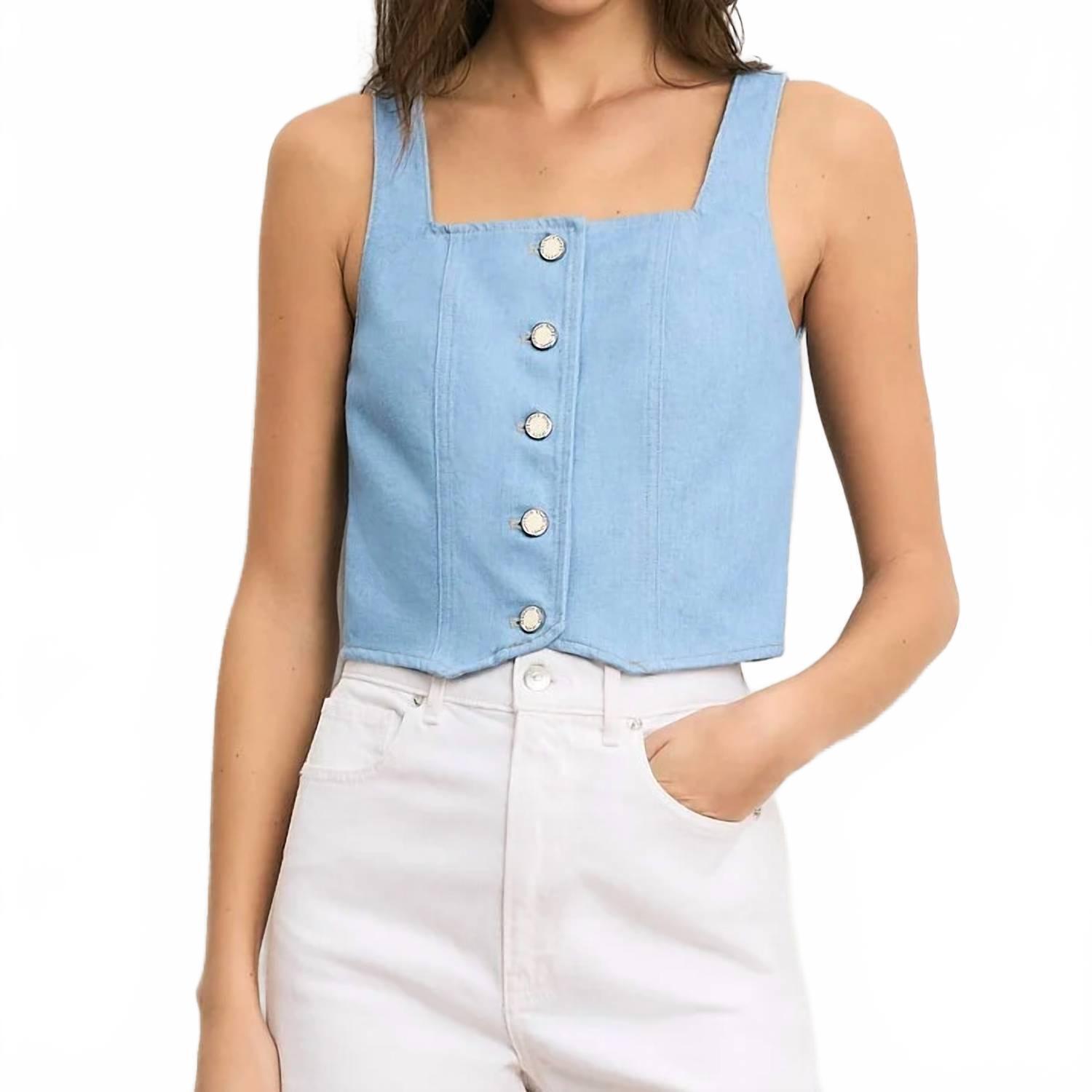 New Veronica Beard Spensley Denim Vest In Bayside